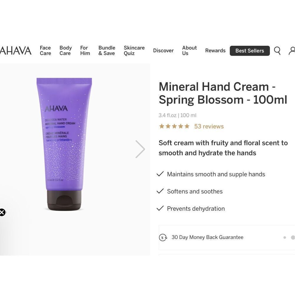 AHAVA  Spring Blossom Mineral  Hand Cream NEW